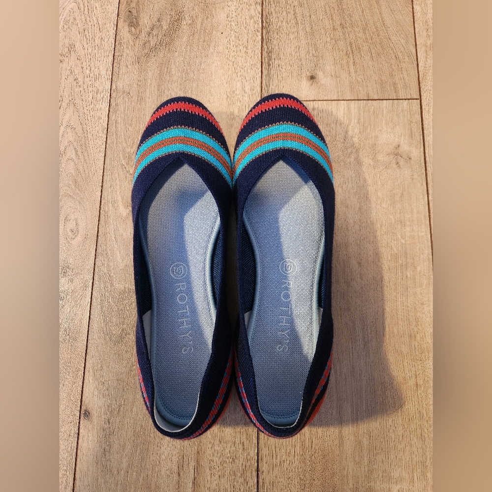 Rothy's Navy Ribbon Stripe Flats - Size 11.5